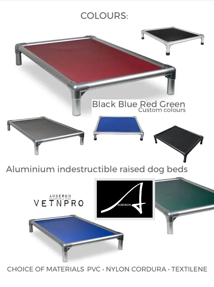 ‘Indestructible’ Aluminium Auberon VetnPro Raised Dog Bed Elevated Commercial Grade PVC Chew Scratch Rip Proof Material