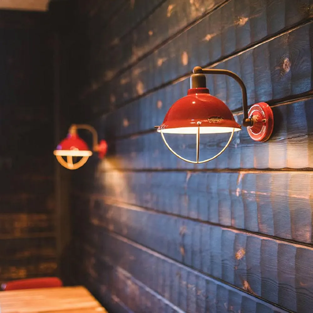 industrial Cage Wall Light in Vintage White