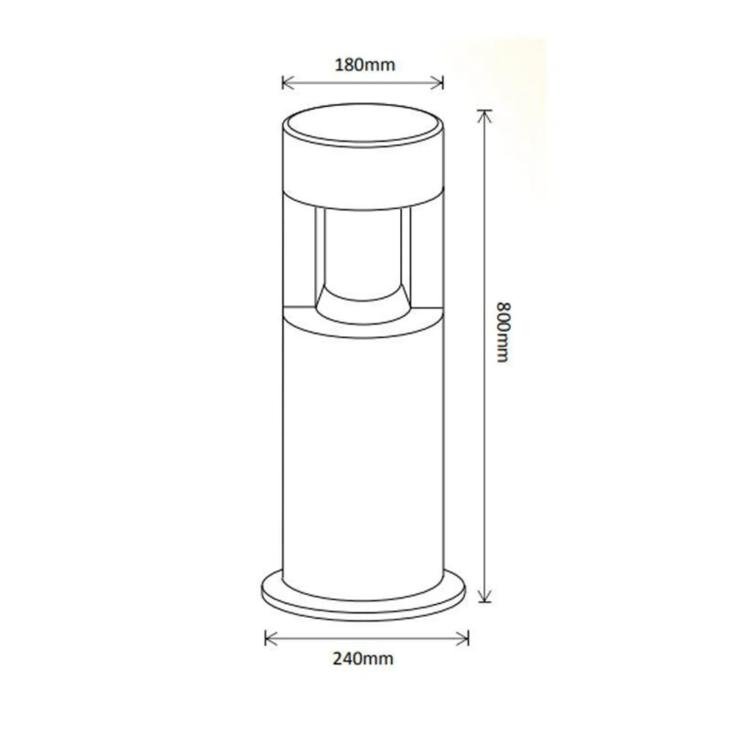 industrial Solar LED Bollard Light Dual Colour in Black (ø180mmx800mm) Solar Lighting Direct