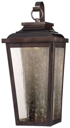 Irvington Manor LED Pocket Lantern in Chelesa Bronze & Clear Seedy Glass