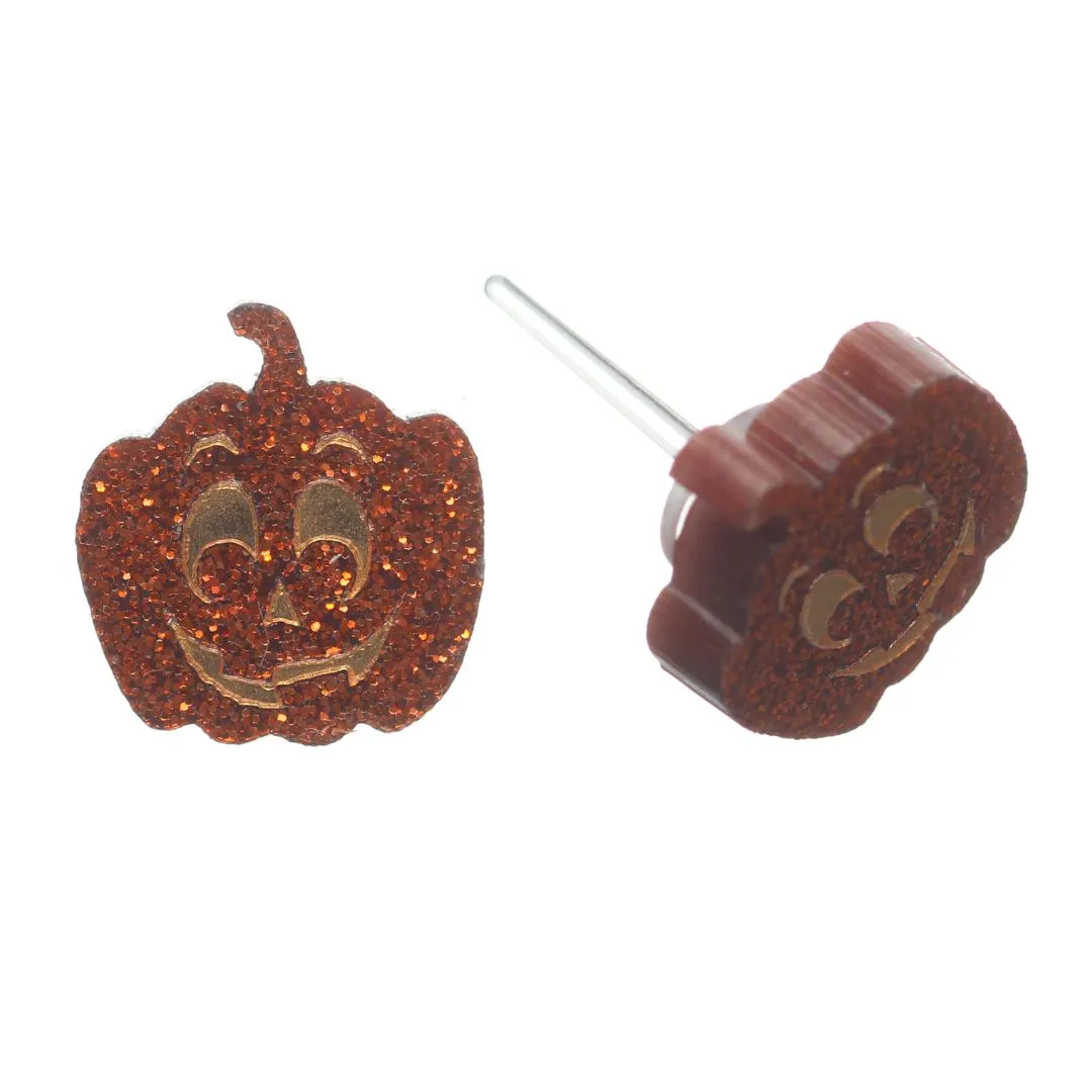 Jack-o'-Lantern Studs Hypoallergenic Earrings for Sensitive Ears Made with Plastic Posts