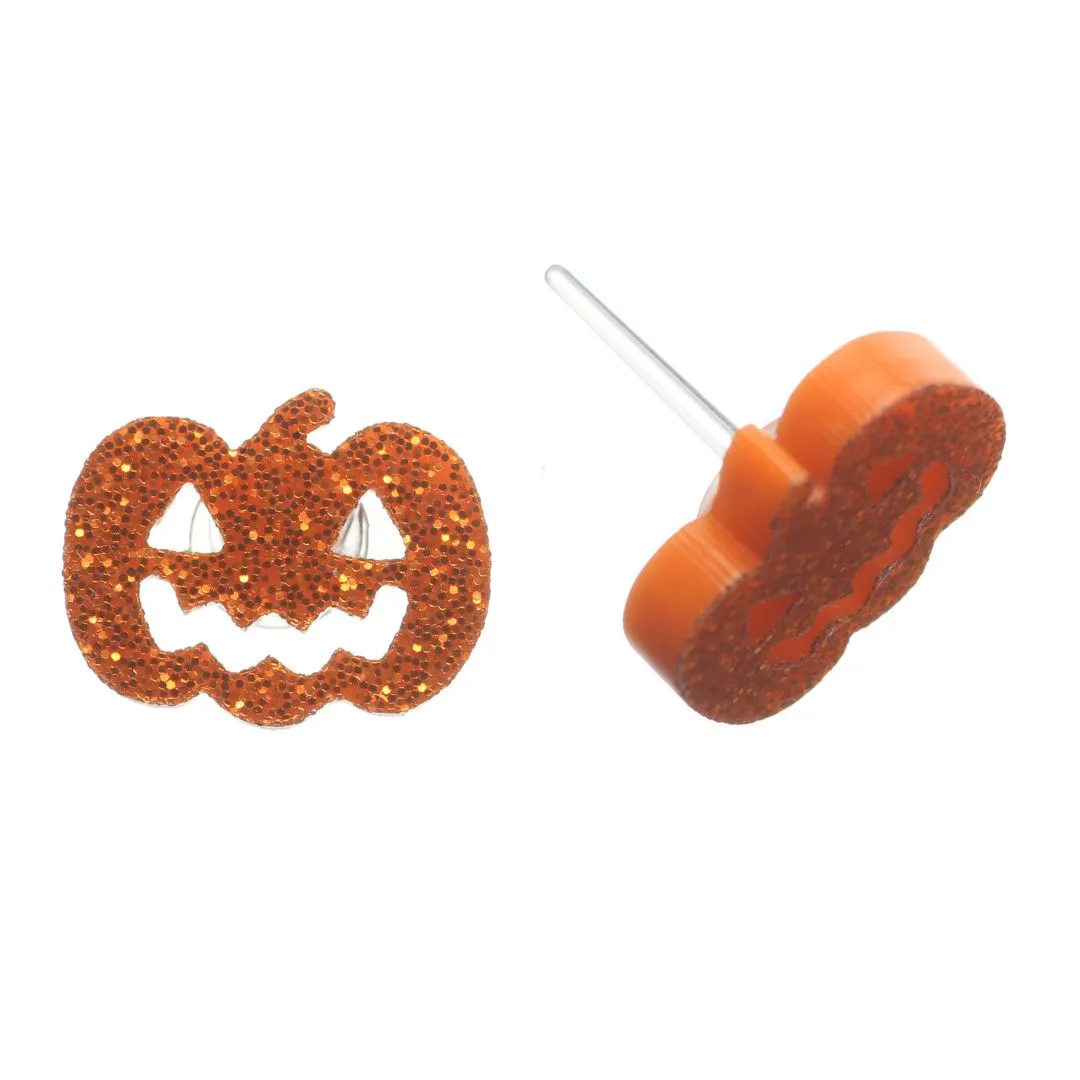 Jack-o'-Lantern Studs Hypoallergenic Earrings for Sensitive Ears Made with Plastic Posts