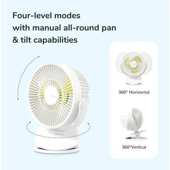 JISULIFE FA18S 3 In 1 Combo Clip Fan Life1 / Clip Table Fan / 4000mAh Battery / 4 Wind Speed / 360° rotation