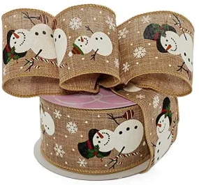 Jolly Snowmen Wired Christmas Ribbon - 2 1/2" x 10 Yards