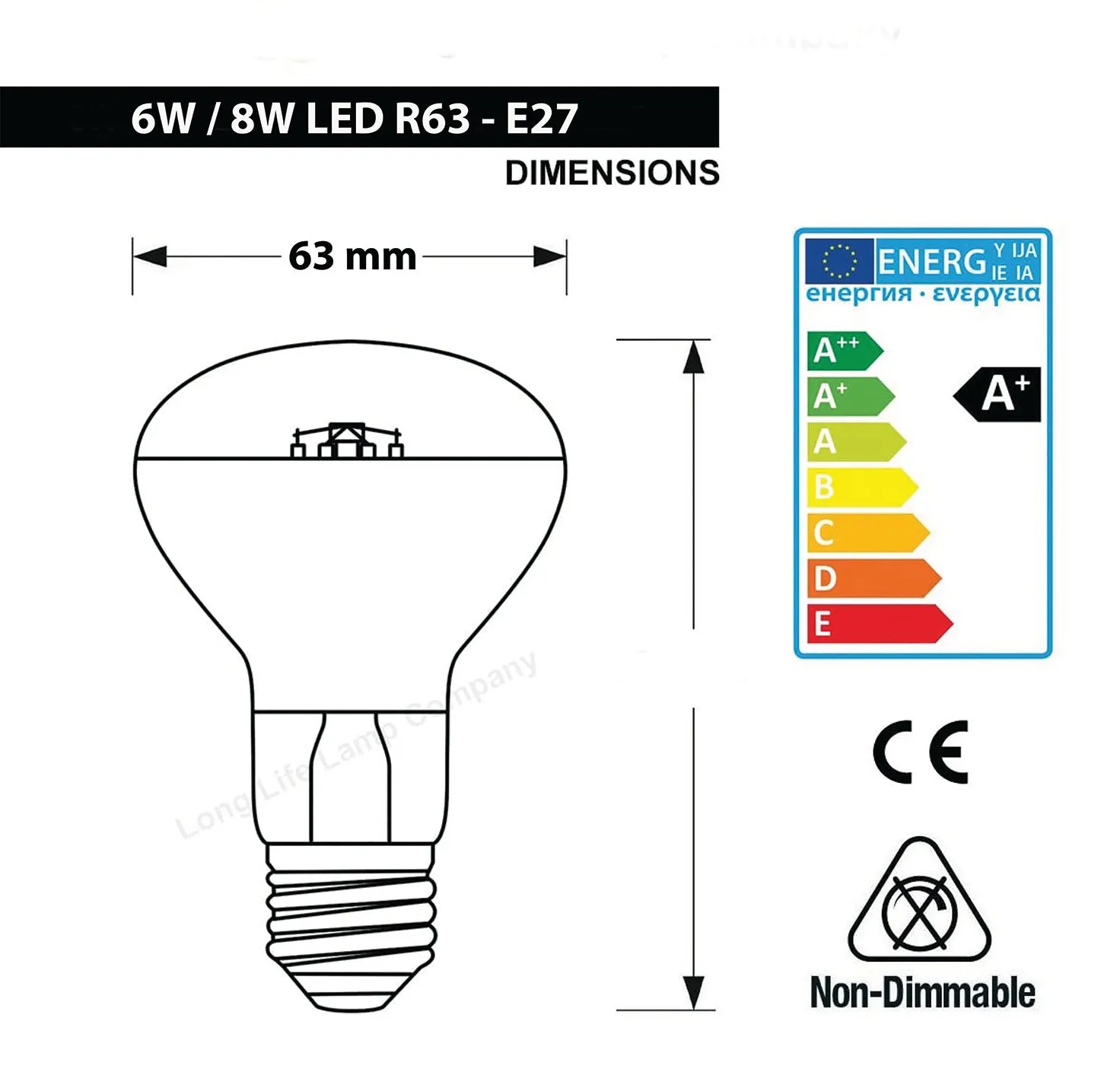 JustLED – R63 Reflector LED Spot Light Bulb [Energy Class A  ]