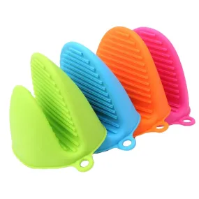 Kitch N' Wares Silicone Pot Holder - Set of 4 Durable Pinch Mitts in Vibrant Color -