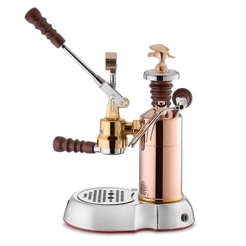 La Pavoni Esperto Edotto Lever Coffee Machine Stainless Steel Brass Copper and Wood LPLESE01UK