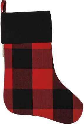 Large Buffalo Plaid Christmas Stocking - 18" H, 11" W, Black Cuff