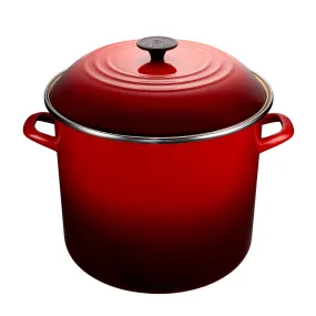 Le Creuset Cherry Red Enameled Steel Stock Pot  - 14.8L / 16 Qt - DISCONTINUED