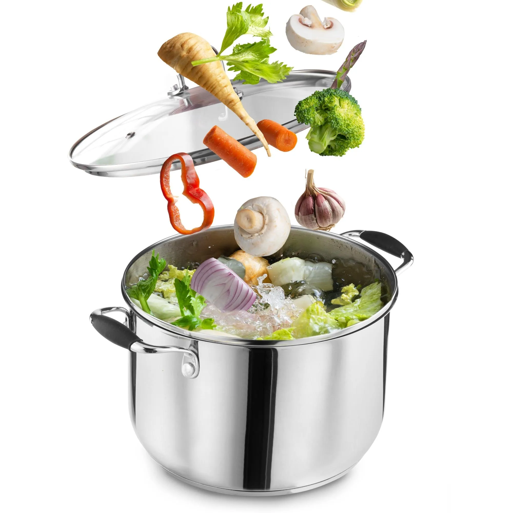 Lewis's Stainless Steel Stockpot 24cm with Glass Lid - Silver