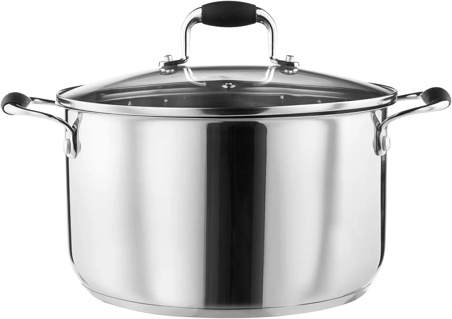 Lewis's Stainless Steel Stockpot 24cm with Glass Lid - Silver