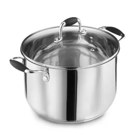 Lewis's Stainless Steel Stockpot 24cm with Glass Lid - Silver