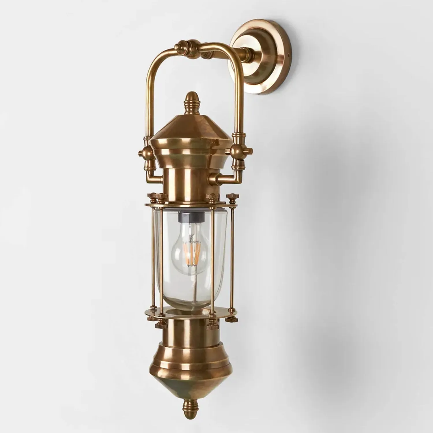 Lisbon Outdoor Wall Light in Antique Brass or Silver - Emac and Lawton Lighting