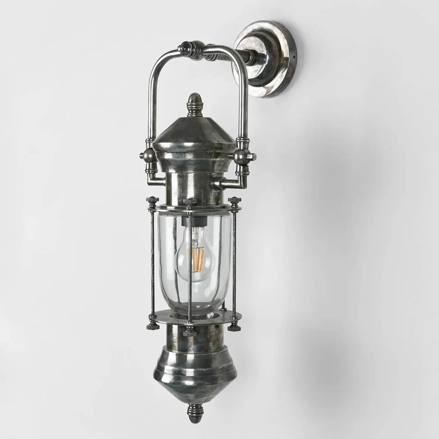 Lisbon Outdoor Wall Light in Antique Brass or Silver - Emac and Lawton Lighting