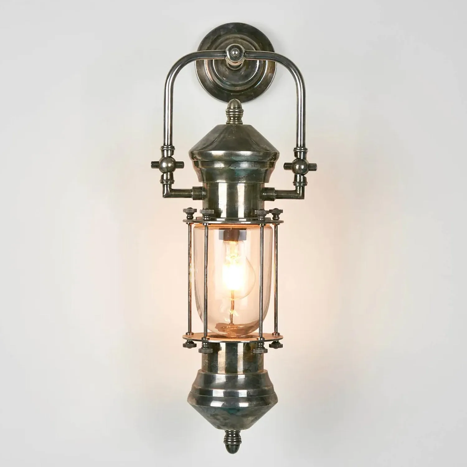 Lisbon Outdoor Wall Light in Antique Brass or Silver - Emac and Lawton Lighting