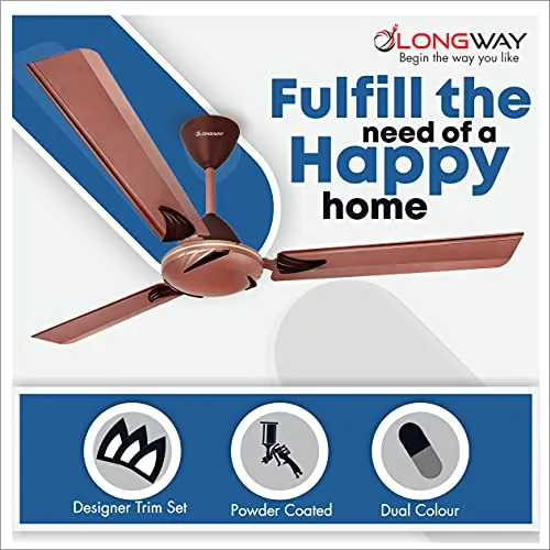 Longway Creta 1200mm/48 inch with remote High Speed Anti-dust Decorative 5 Star Rated Ceiling Fan 400 RPM with 3 Year Warranty (Rusty Brown, Pack of 1)