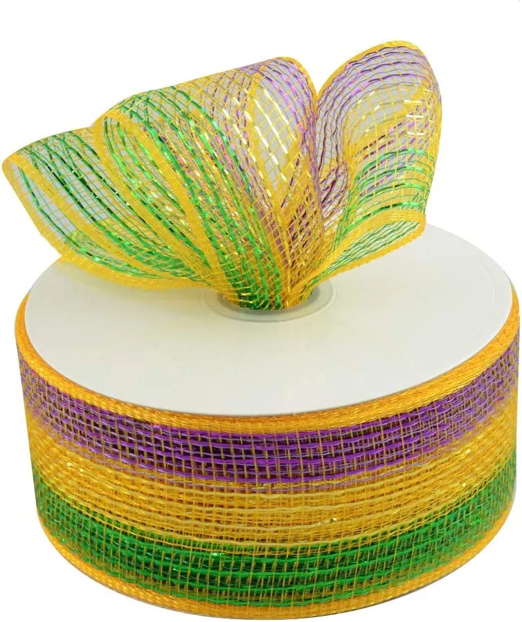 Mardi Gras Wreath Deco Mesh - 2-1/2" X 20 Yards