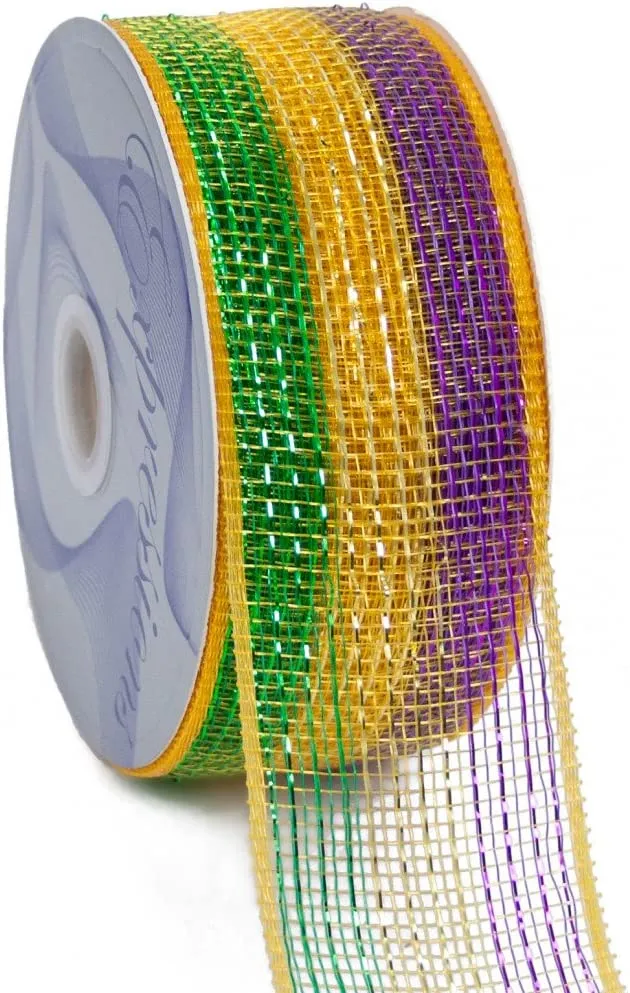 Mardi Gras Wreath Deco Mesh - 2-1/2" X 20 Yards