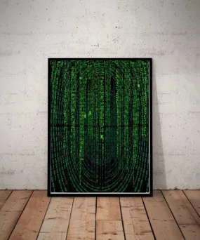 matrix rain art print ,matrix rain code poster, matrix rain digtial poster, ai generated poster,