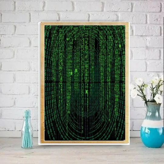 matrix rain art print ,matrix rain code poster, matrix rain digtial poster, ai generated poster,