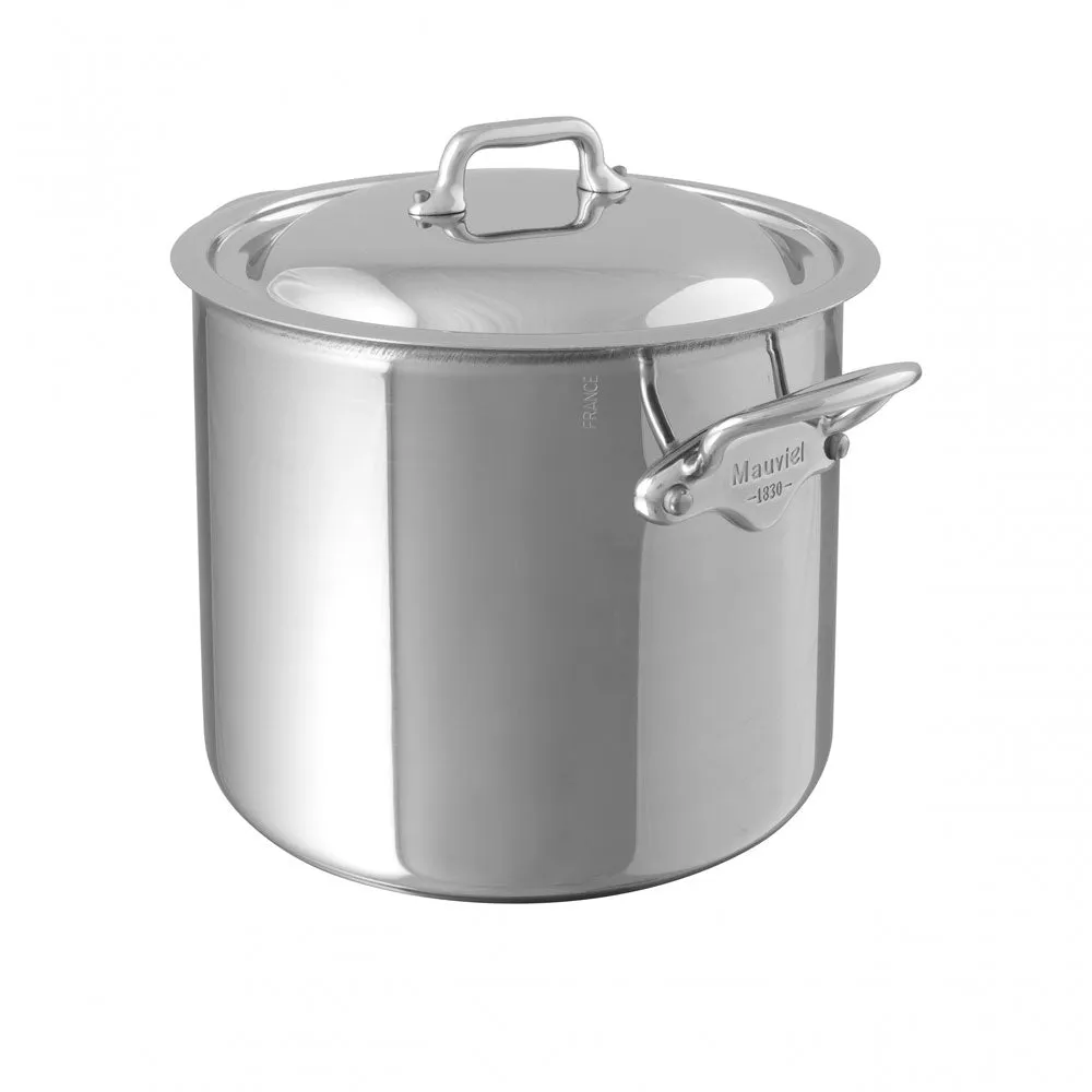 Mauviel M'COOK 5-Ply Stockpot With Lid, Cast Stainless Steel Handles, 9.7-Qt