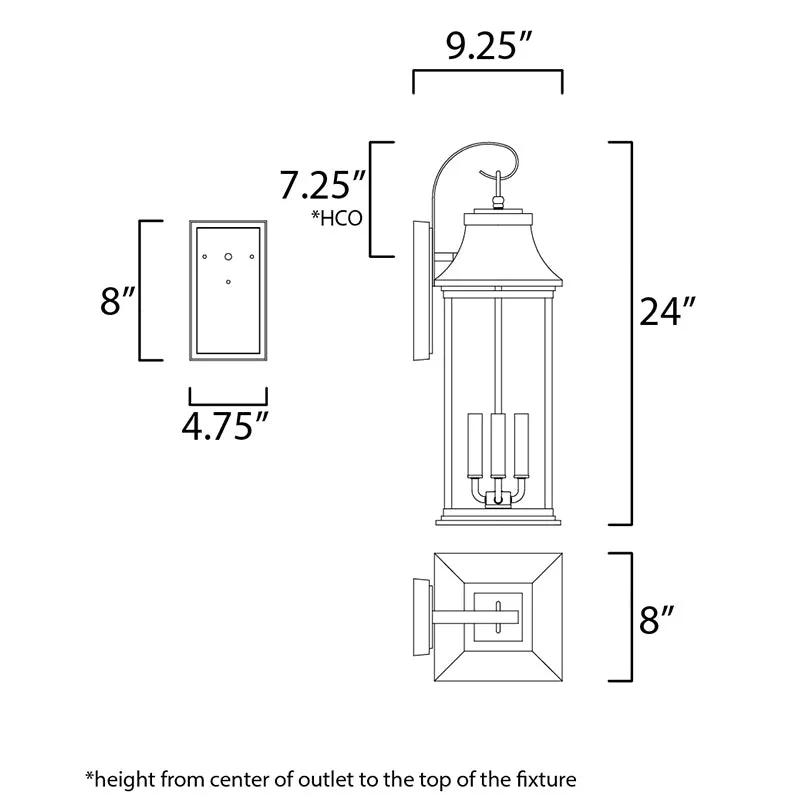 Maxim 30024 Vicksburg 3-lt 8" Outdoor Wall Sconce