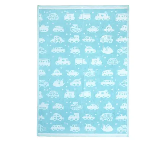 Mee Mee Soft Absorbent Bamboo Cotton Baby Towel | Reversible Baby Towel With Quick Absorb (Light Blue, Car Print)