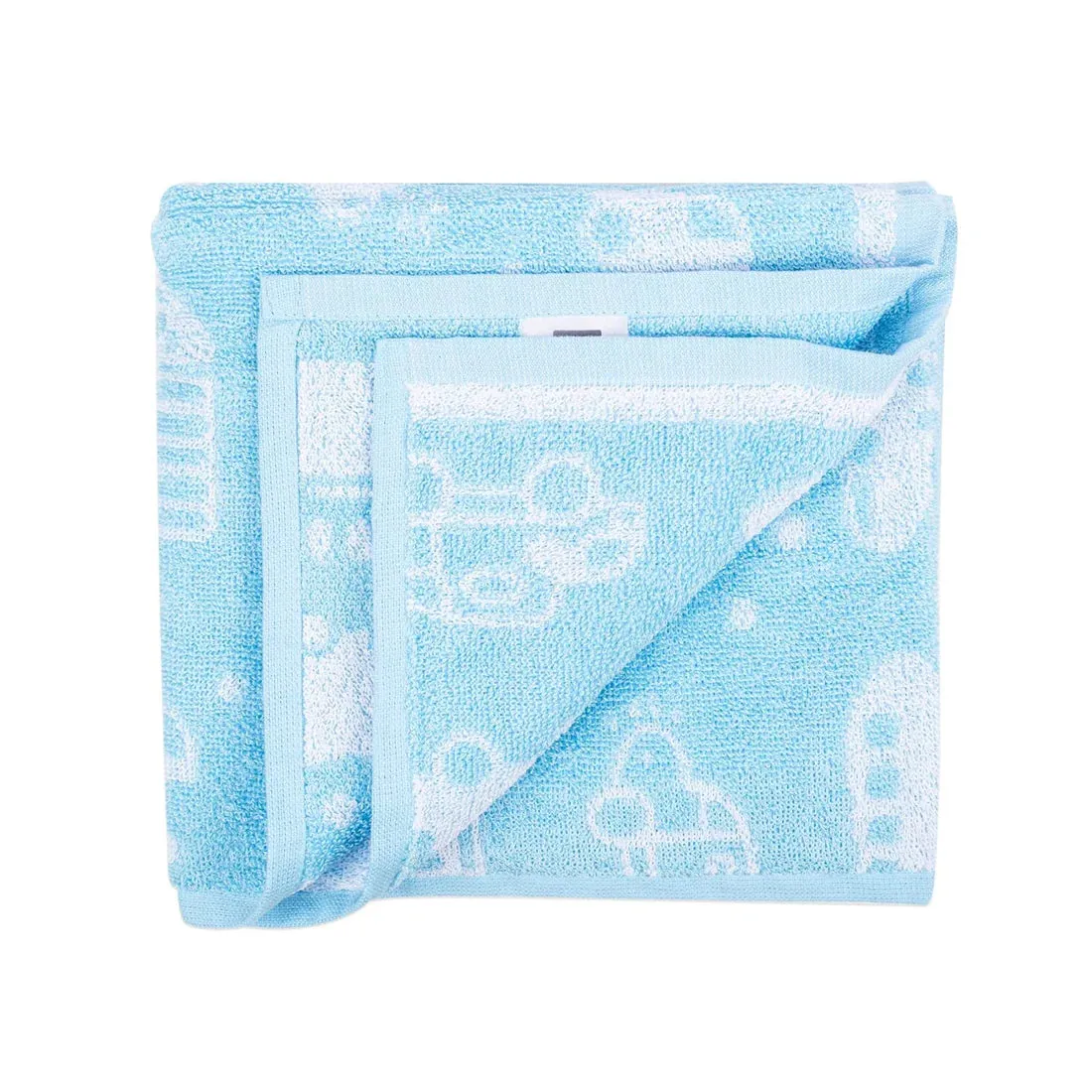 Mee Mee Soft Absorbent Bamboo Cotton Baby Towel | Reversible Baby Towel With Quick Absorb (Light Blue, Car Print)