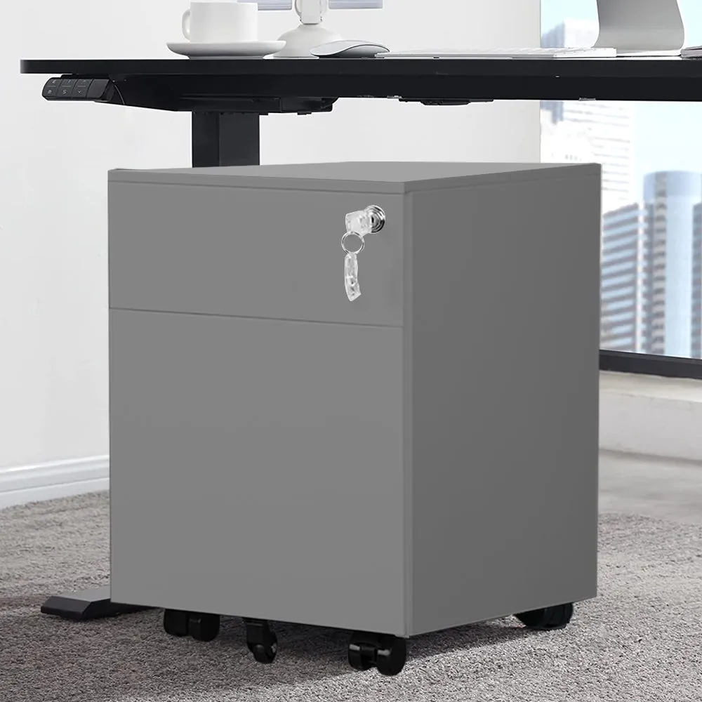 Metal File Cabinet with Lock -Grey