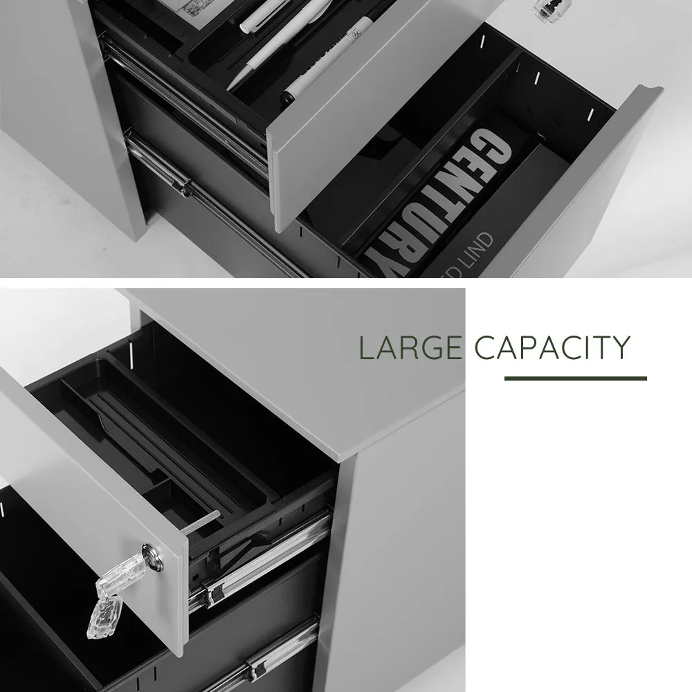 Metal File Cabinet with Lock -Grey