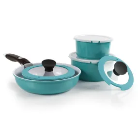 Midas Plus 9 Piece Ceramic Nonstick Cookware Set in Emerald Green, Detachable Handle