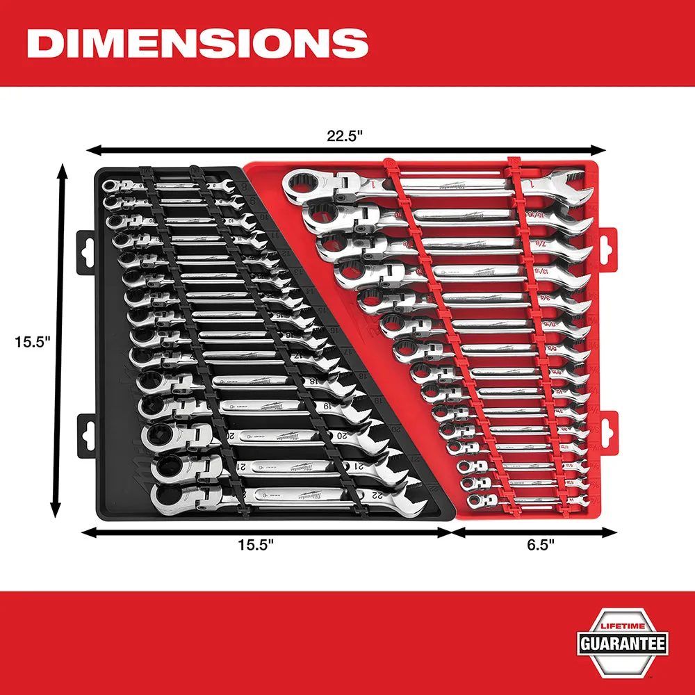 Milwaukee 48-22-9413 Flex Head Ratcheting SAE Combination Wrench Set - 15 PC