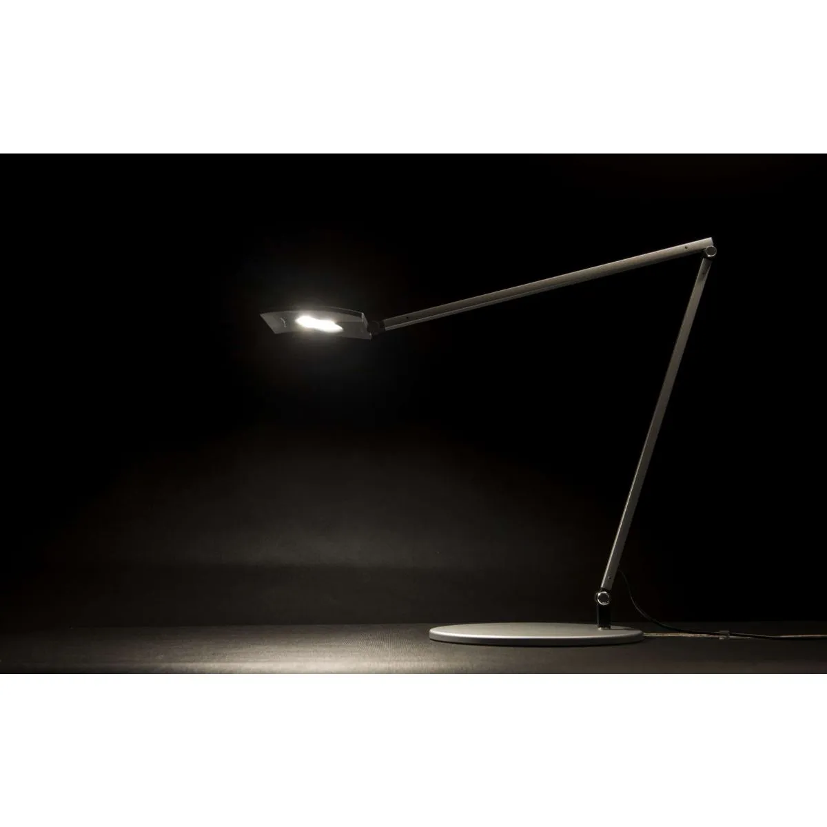 Mosso Pro Silver Contemporary LED Desk Lamp with Table Base and USB Port