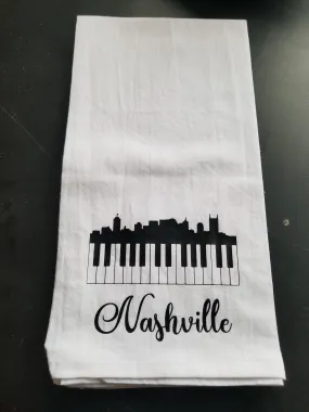 Nashville Syline/Piano Kitchen Flour Sack Towel - Tea Towel