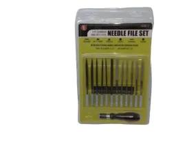 Needle File Set 14pc. Diamond & Cr15 Steel 4.5" File Length 1/4" Hex Shank