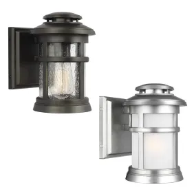 Newport Outdoor Wall Light Small Antique Bronze, Brushed Steel