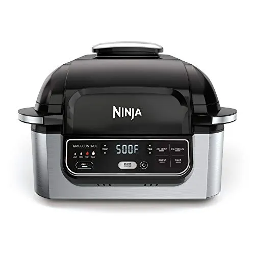 Ninja AG301 Foodi 5-in-1 Indoor Grill with Air Fry, Roast, Bake & Dehydrate, Black/Silver