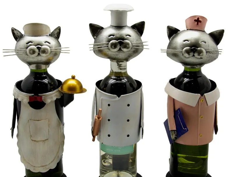 Nurse Metal Cat Wine Bottle Holder