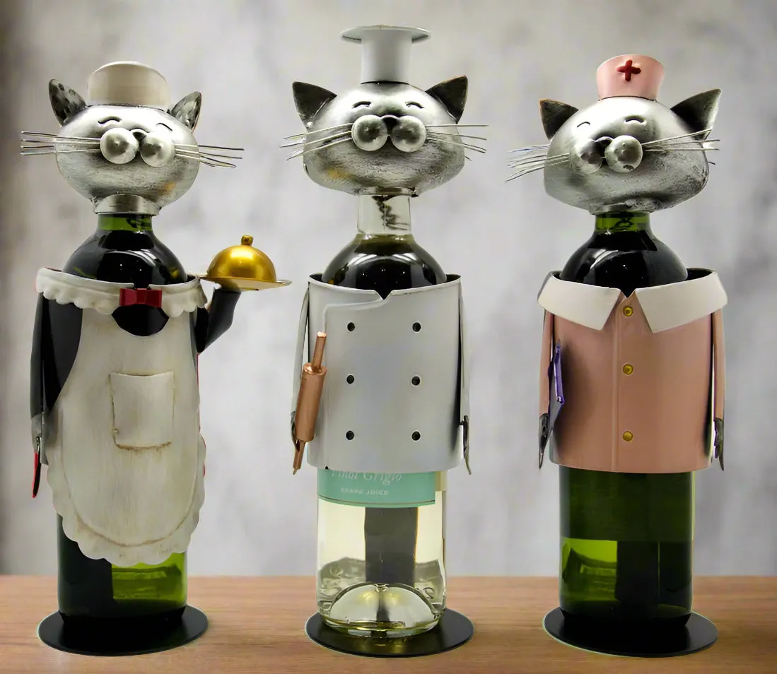 Nurse Metal Cat Wine Bottle Holder