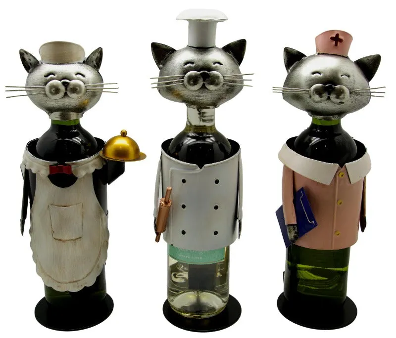 Nurse Metal Cat Wine Bottle Holder