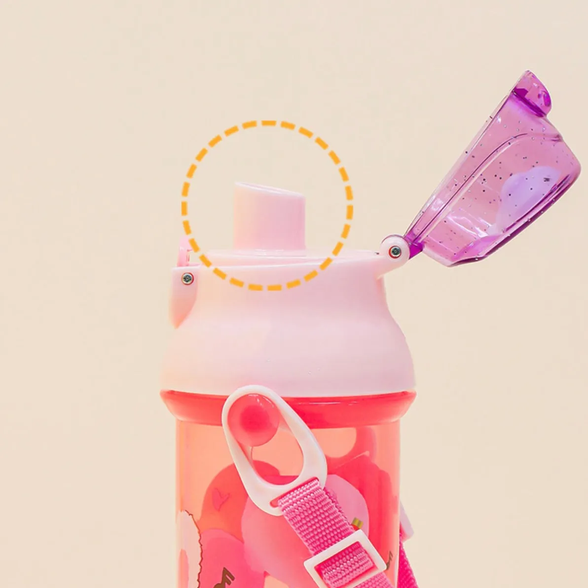 One-Touch Shoulder Strap Water Bottle -Snow Rabbit