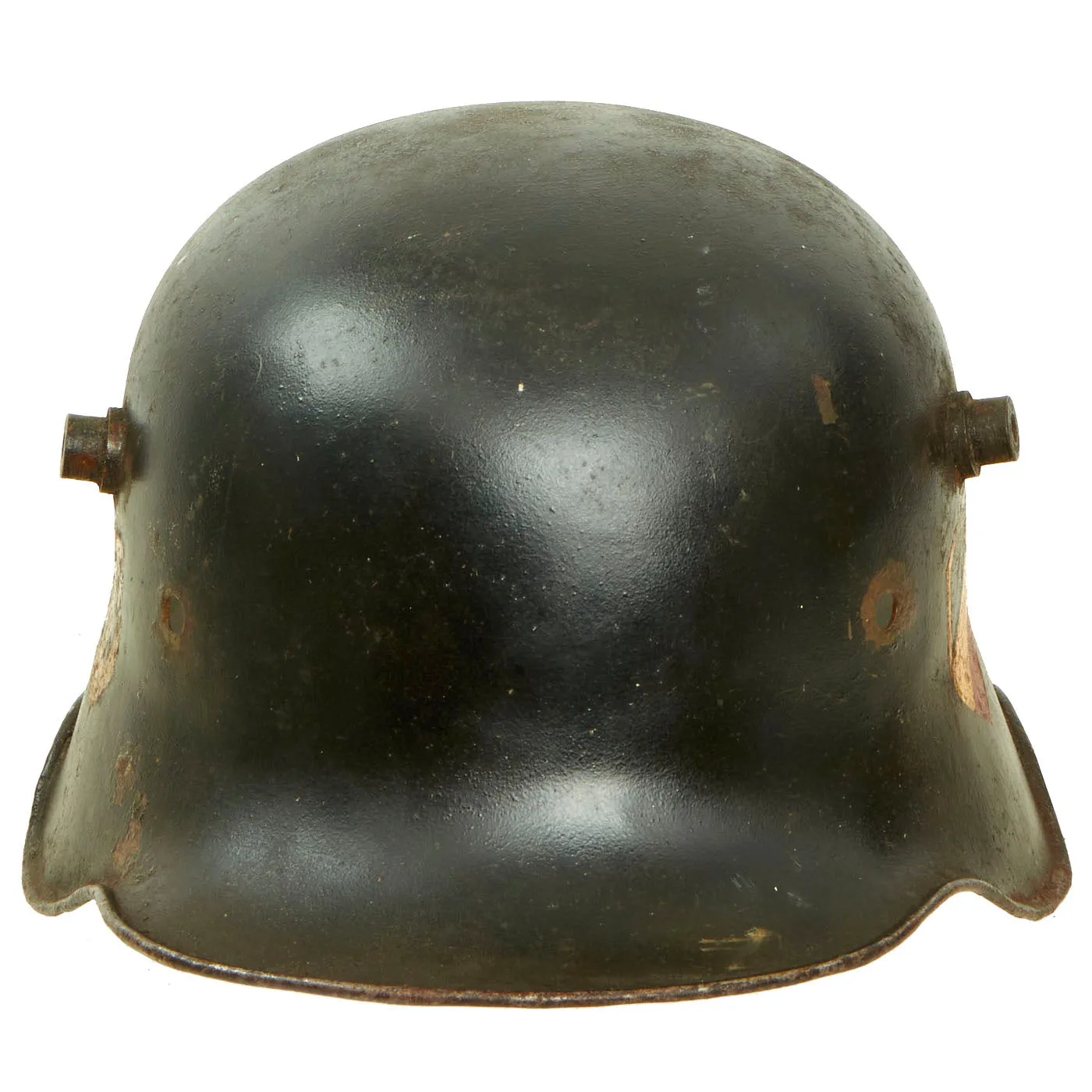 Original German WWI M18 Stahlhelm Helmet Shell - Collector Modified Post War with Genuine SS Decal & Ear Cut Out