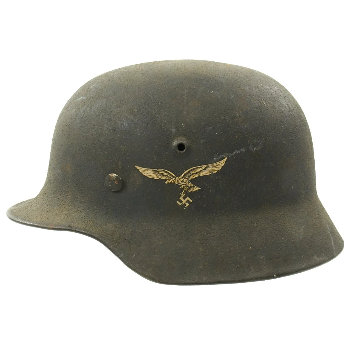 Original German WWII M40 Single Decal Luftwaffe Helmet with Textured Paint - SE64