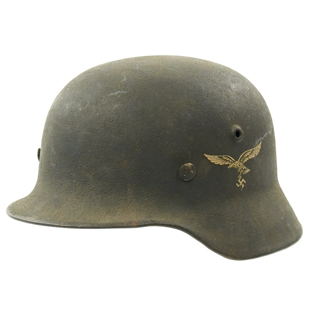 Original German WWII M40 Single Decal Luftwaffe Helmet with Textured Paint - SE64