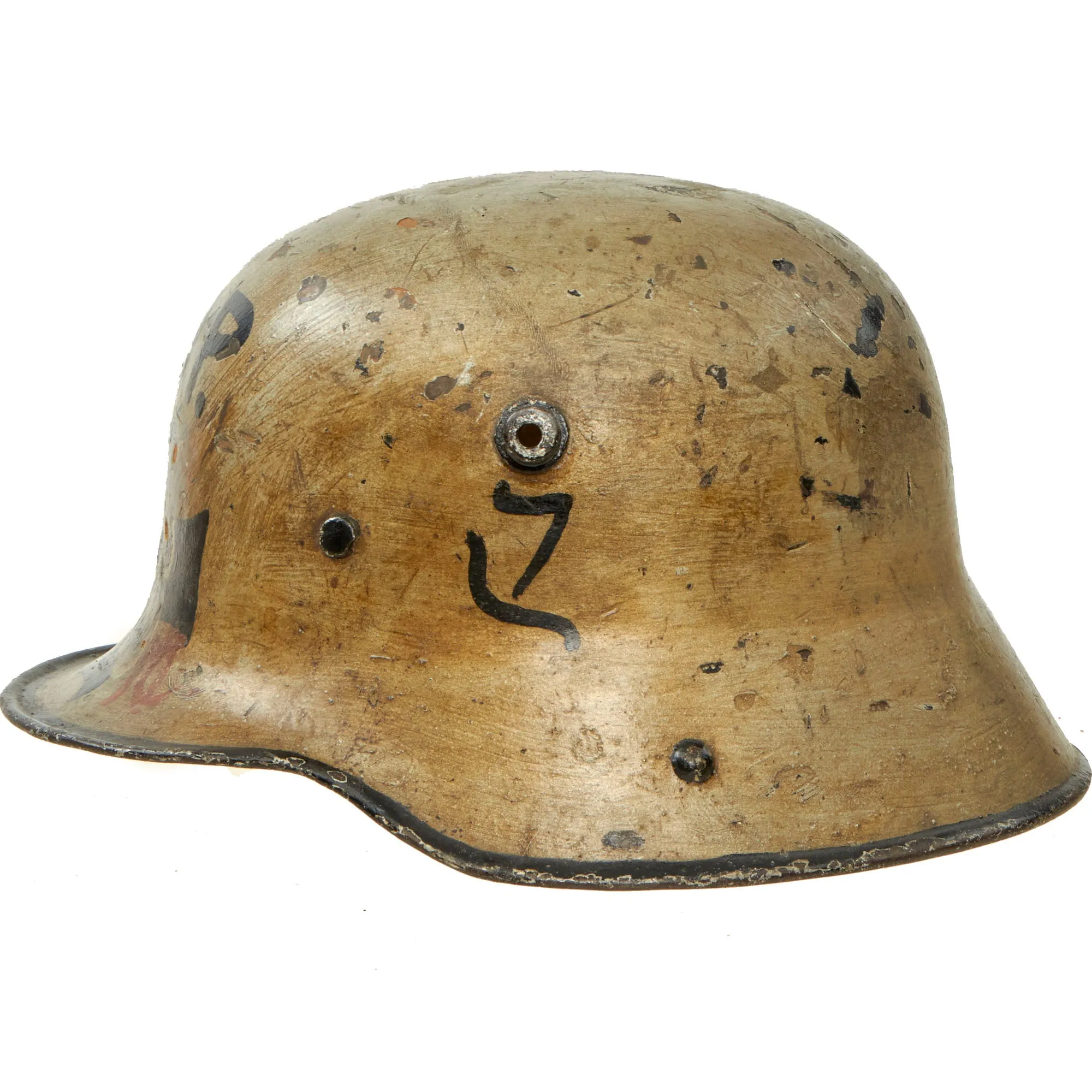 Original Imperial German WWI M16 Stahlhelm Helmet Shell Decorated for Motorcycle Club Post War - marked ET64