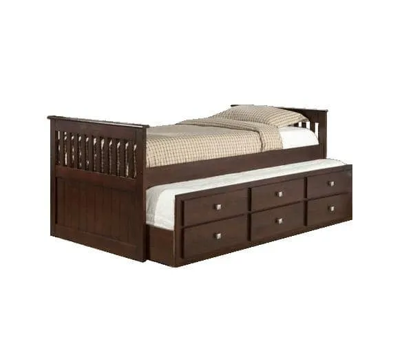 Owen Captains Bed with Storage and Trundle in Cappuccino