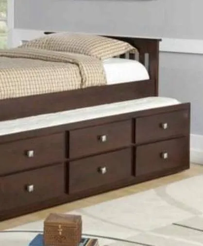 Owen Captains Bed with Storage and Trundle in Cappuccino