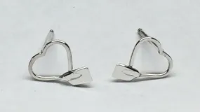 Petite Heart and Tiny Rowing Blade Post Earrings Made by Rubini Jewelers.