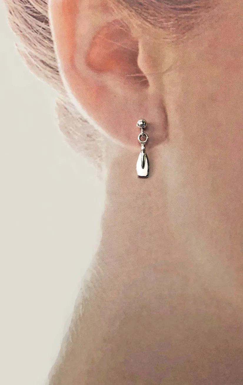 Petite Rowing Blade on Ball Post Earrings by Rubini Jewelers