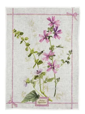 Pink Floral Italian Linen Print Towel